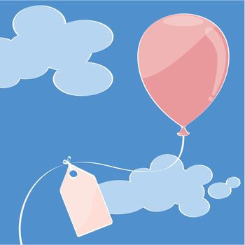 Pink balloon on blue sky with place for your text


