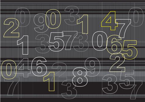 Graphic illustration of outlines of overlapping numbers