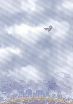 Airplane in the sky (inspired by Antoine de Saint-Exupéry's books). 
This image looks great over a rough paper texture.