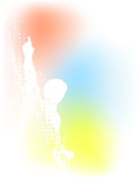 Editable vector illustration of a male silhouette with grunge and colored background