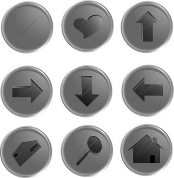 Illustration of the grey spheric web buttons
