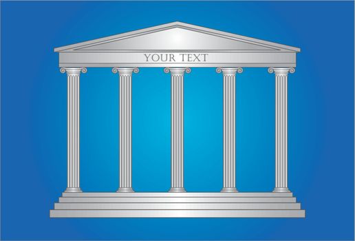 Vector illustration of an antique building on a blue background