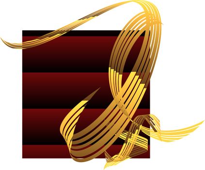 Golden ribbon background with flowing lines and copy space