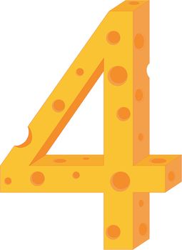 Vector cheese numerals, number four
