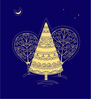 christmas greeting card with original stylized graphics