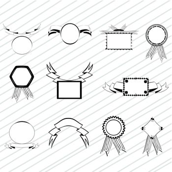 Set of design elements in black and white