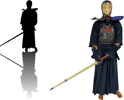 Vector illustration of kendo sportsmen