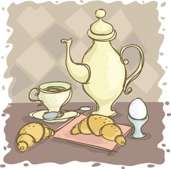 Still-life with a coffee pot and egg