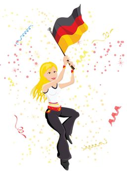 Germany Soccer Fan with flag. Editable Vector Illustration