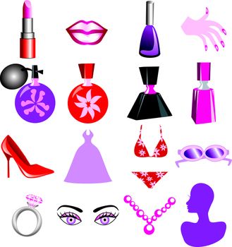 16 Vector Icons for Beauty or Fashion. Also available as buttons and in black.