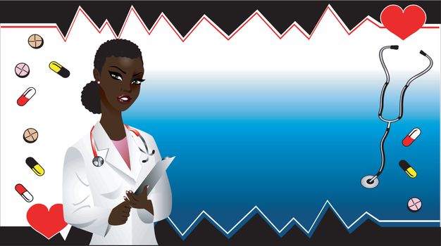 Vector of black woman doctor medical template. See others in this series.