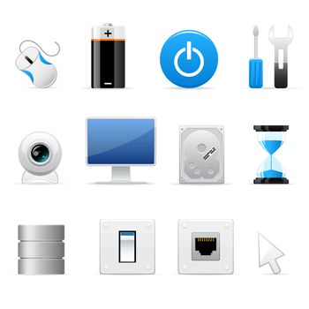 Set of vector computers icon isolated on white