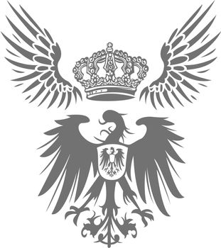 royal eagle with crown and wing