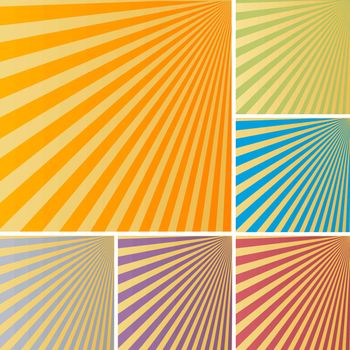 Sun rays backgrounds in various colors