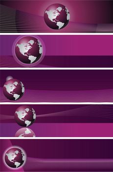 Set of five business horizontal banners background. Easy to insert your text over and animations.