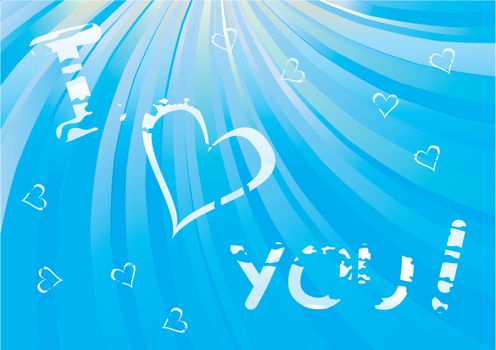 Cloudy I Love You message - Valentines Day vector illustration