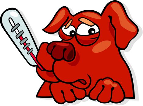 cartoon illustration of ill dog