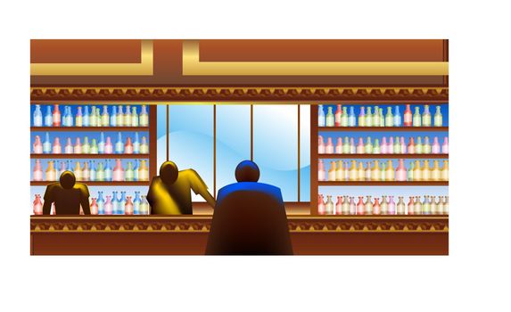 3D image of a man at a bar.