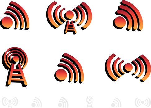 Set of 6 audio icons in 3D.