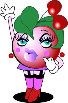 An image of a cherry cartoon character.