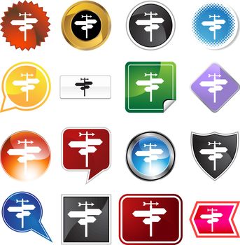 Crossroads icon set isolated on a white background.