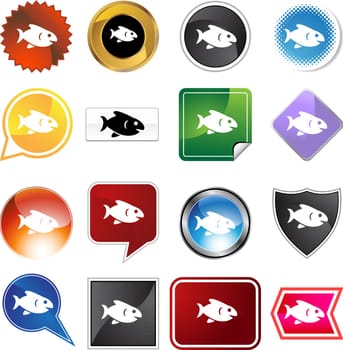 Fish variety set isolated on a white background.