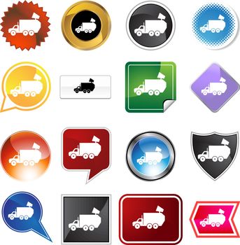 Garbage truck icon set isolated on a white background.