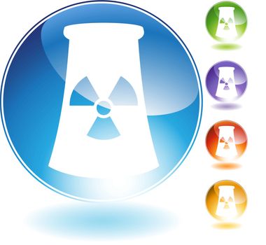 Nuclear powerplant crystal icon isolated on a white background.