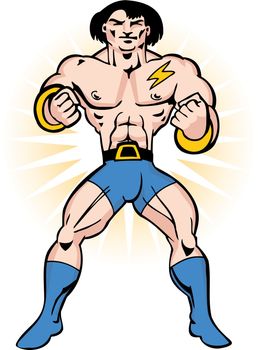 An image of a muscular hero.