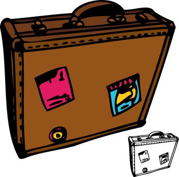 Hand drawn image of a travelers suitcase.