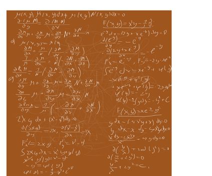 math background on brown board. Vector .