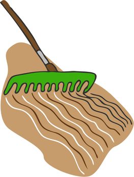 An image of a rake garden tool raking the soil.