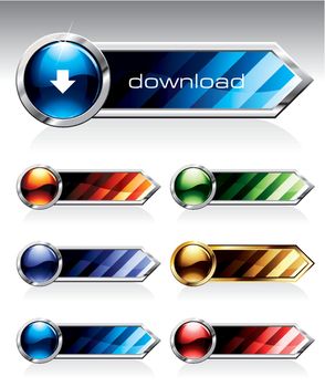 Set of reflective web buttons in six colours