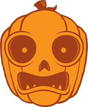 Vector cartoon illustration of a frightened Jack-O-Lantern pumpkin head. Great for Halloween decorations or designs.