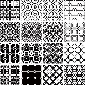 Set of monochrome geometric seamless patterns. Vector backgrounds collection. Vector backgrounds collection.