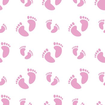 Seamless Pink Baby Feet vector illustration