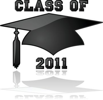 Cartoon illustration of a school blackboard with the words "Congratulations! Class of 2011"