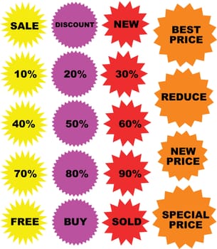 Set of color price tags