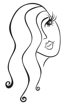 Illustration od woman face covered by hairs
