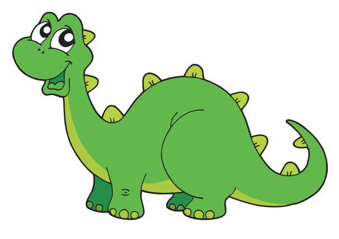Cute green dinosaur - vector illustration.