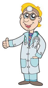 Cute doctor on white background - vector illustration.