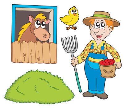 Farmer collection on white background - vector illustration.