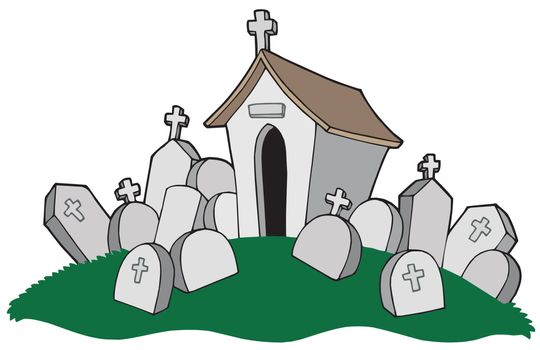 Cemetery with tomb - vector illustration.