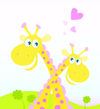 Two funny giraffes in love. Vector Illustration. See similar pictures in my portfolio!