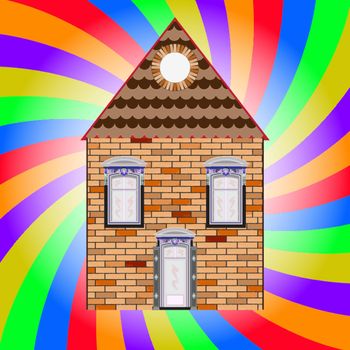 house and colored background, abstract vector art illustration