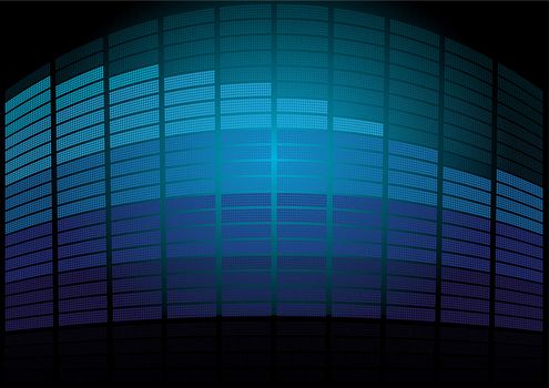 Graphic Equalizer - Blocks in Shades of Blue on Black Background