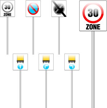 vector european traffic signs with details