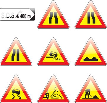 vector european traffic signs with details
