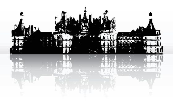 old castle with reflection (vector)