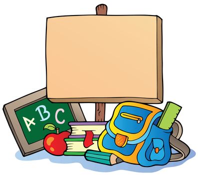 School theme with wooden board - vector illustration.
